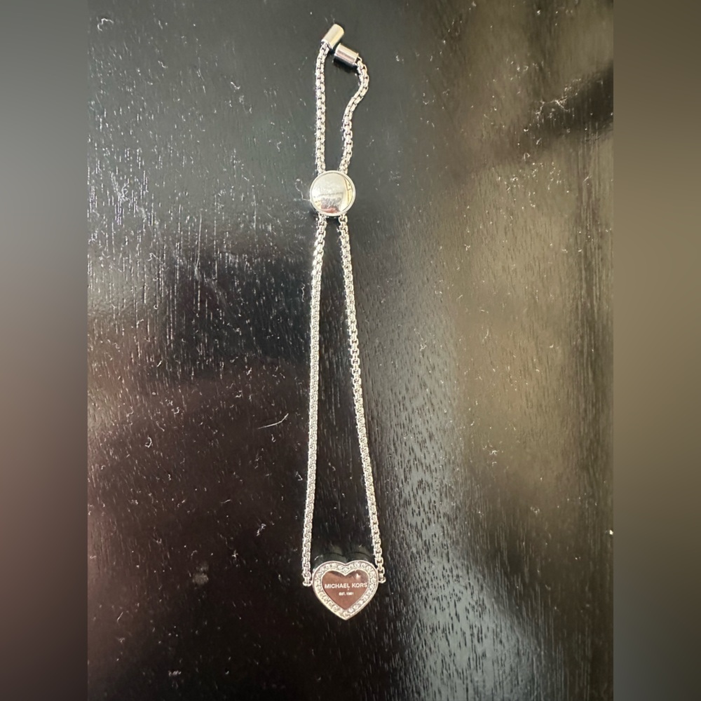 Michael Kors Adjustable Silver Heart Bracelet